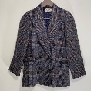 Escada Harriet KASSMAN Checkered Wool Jacket in Blue and Brown